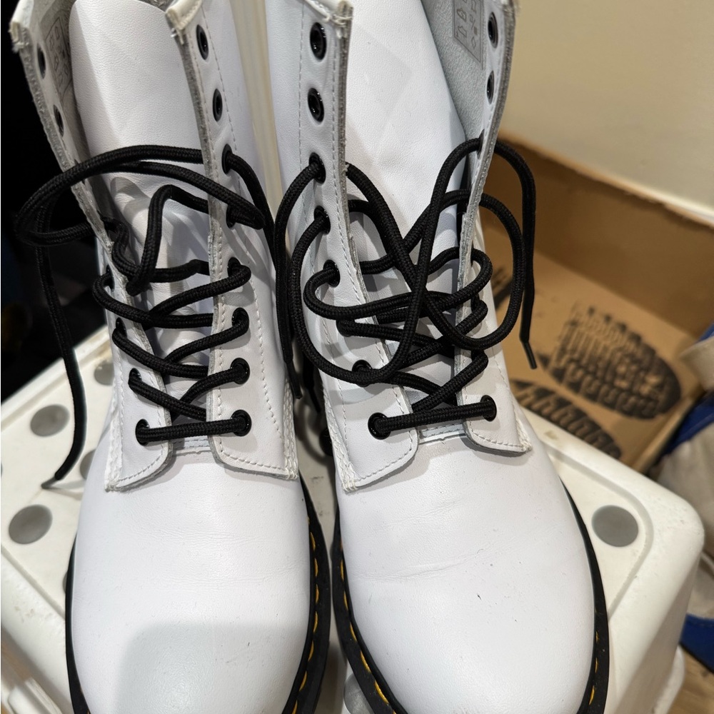 Dr. Martens White Boots with Black Accents